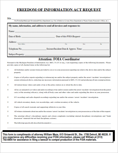 Free Asset Forfeiture FOIA Forms